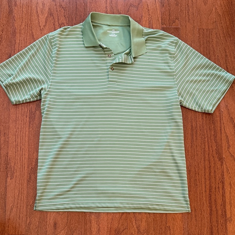 Grand Slam Sage Green Striped Polo Shirt